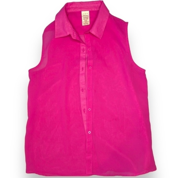 Sheer Pink sleeveless button down vest top Kids XL 10-14 Barbiecore Valentino - Picture 1 of 5